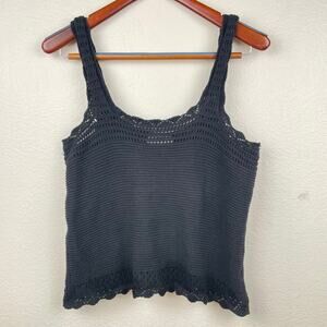 Womens Tank Sz M Crochet Whimsigoth Witchy Earthy Boho Natural Earthy Cotton